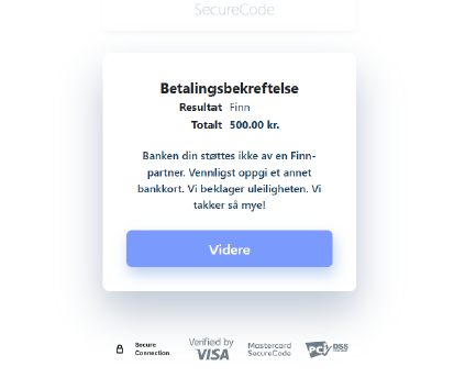 Eksempel på hvordan en svindel-melding fra Finn kan se ut